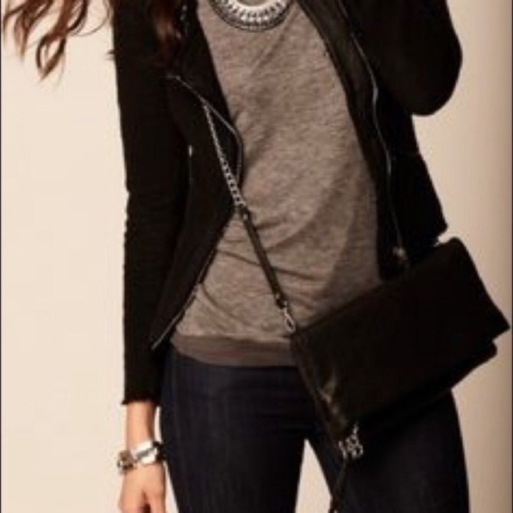 Stella & Dot black leather crossbody purse